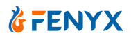 FENYX logo with an orange and blue flame-shaped graphic and blue text