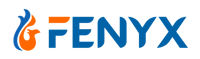 FENYX logo with an orange and blue flame-shaped graphic and blue text