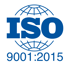 ISO 9001 logo with a globe and surrounding text