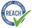 REACH compliant logo with a blue circular design and a green checkmark
