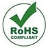 Green check mark and "RoHS compliant" text inside a circle