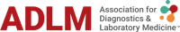 Logo of the Association for Diagnostics & Laboratory Medicine featuring large red letters 'ADLM' and smaller gray text alongside colorful, overlapping circles