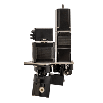 Fluid Metering's FENYX variable dispense pump with black motorized components