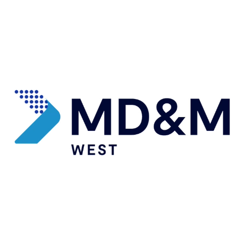The MD & M West logo, characterized by its distinctive font and modern aesthetic
